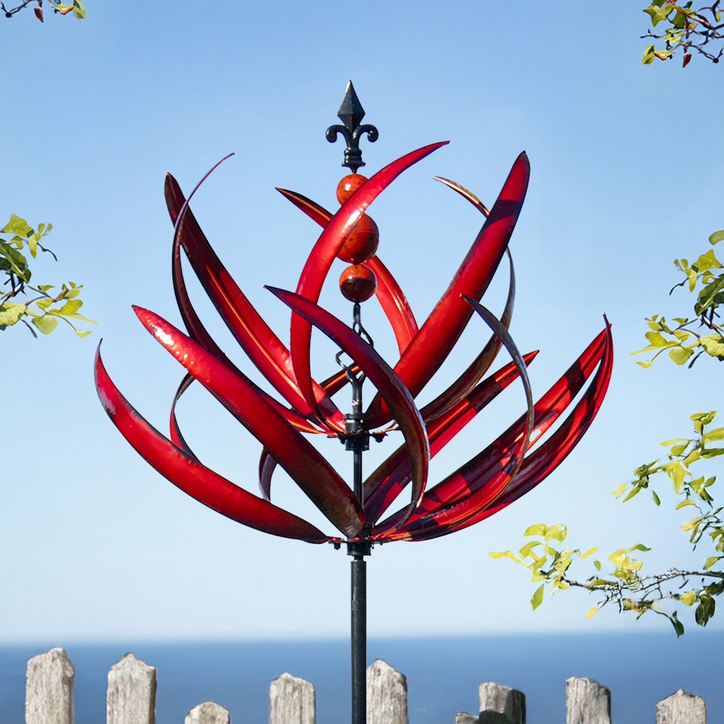 Garnet Lotus Garden Wind Spinner