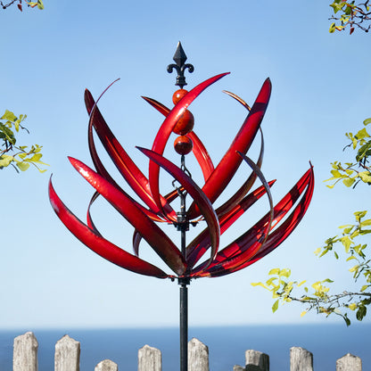 Garnet Lotus Garden Wind Spinner