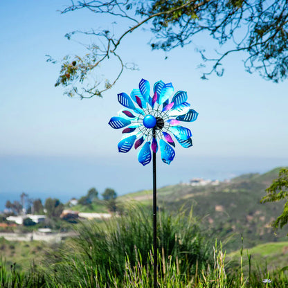 Colorful Peacock Feather Yard Wind Spinner