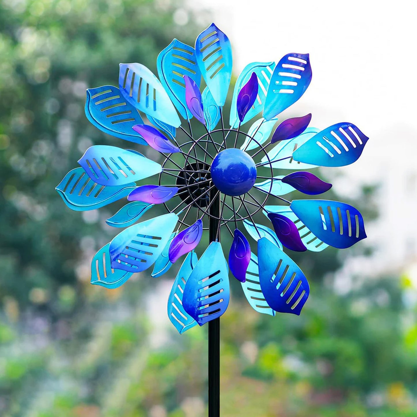 Colorful Peacock Feather Yard Wind Spinner