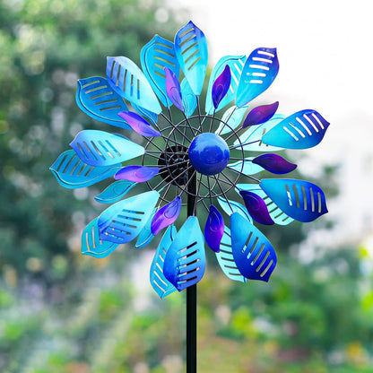 Colorful Peacock Feather Yard Wind Spinner