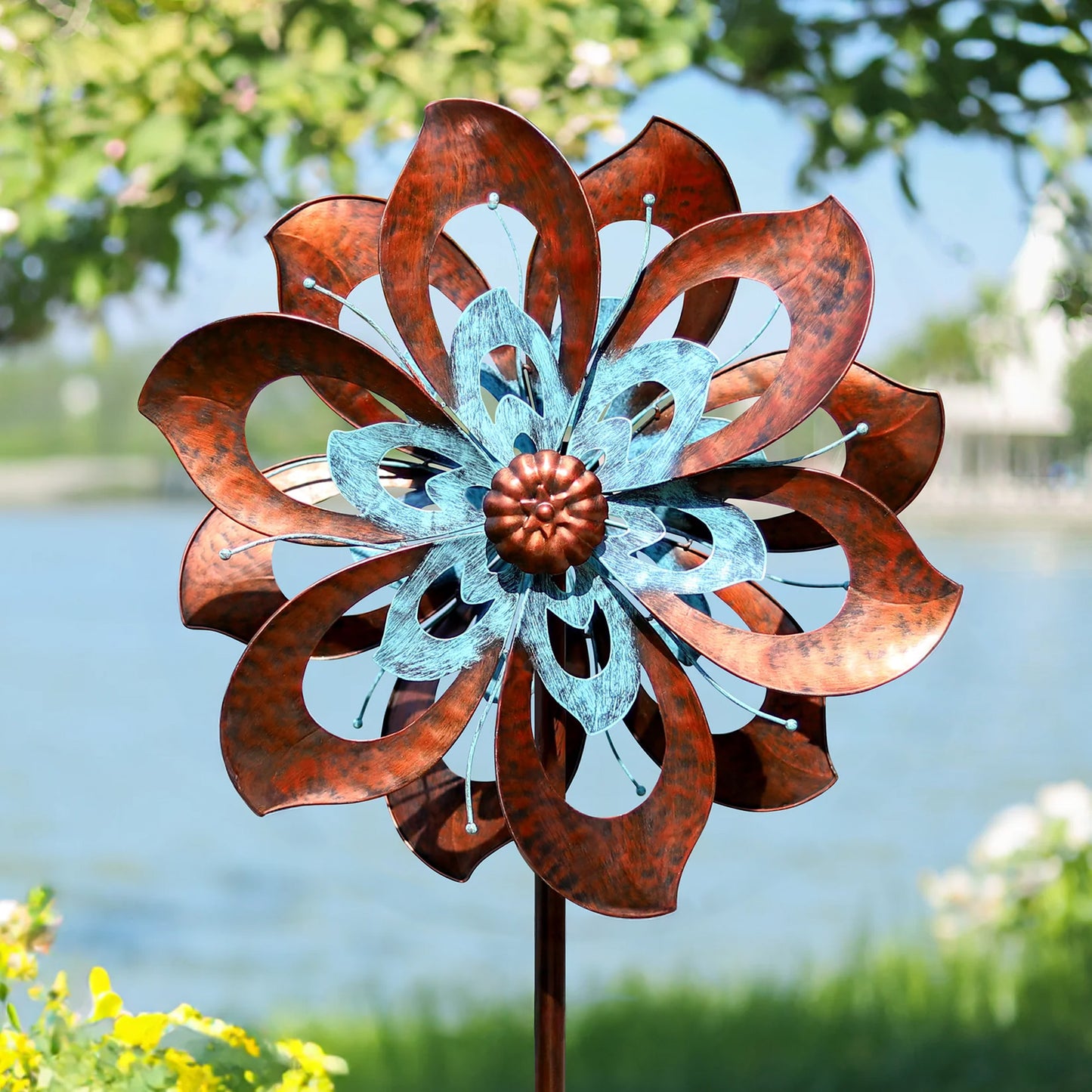 Dual Bloom Camellia Wind Spinner