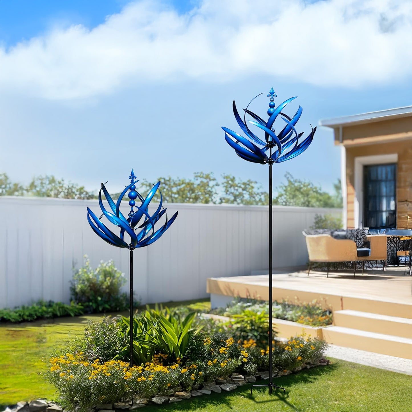 Blue Lotus Garden Wind Spinner