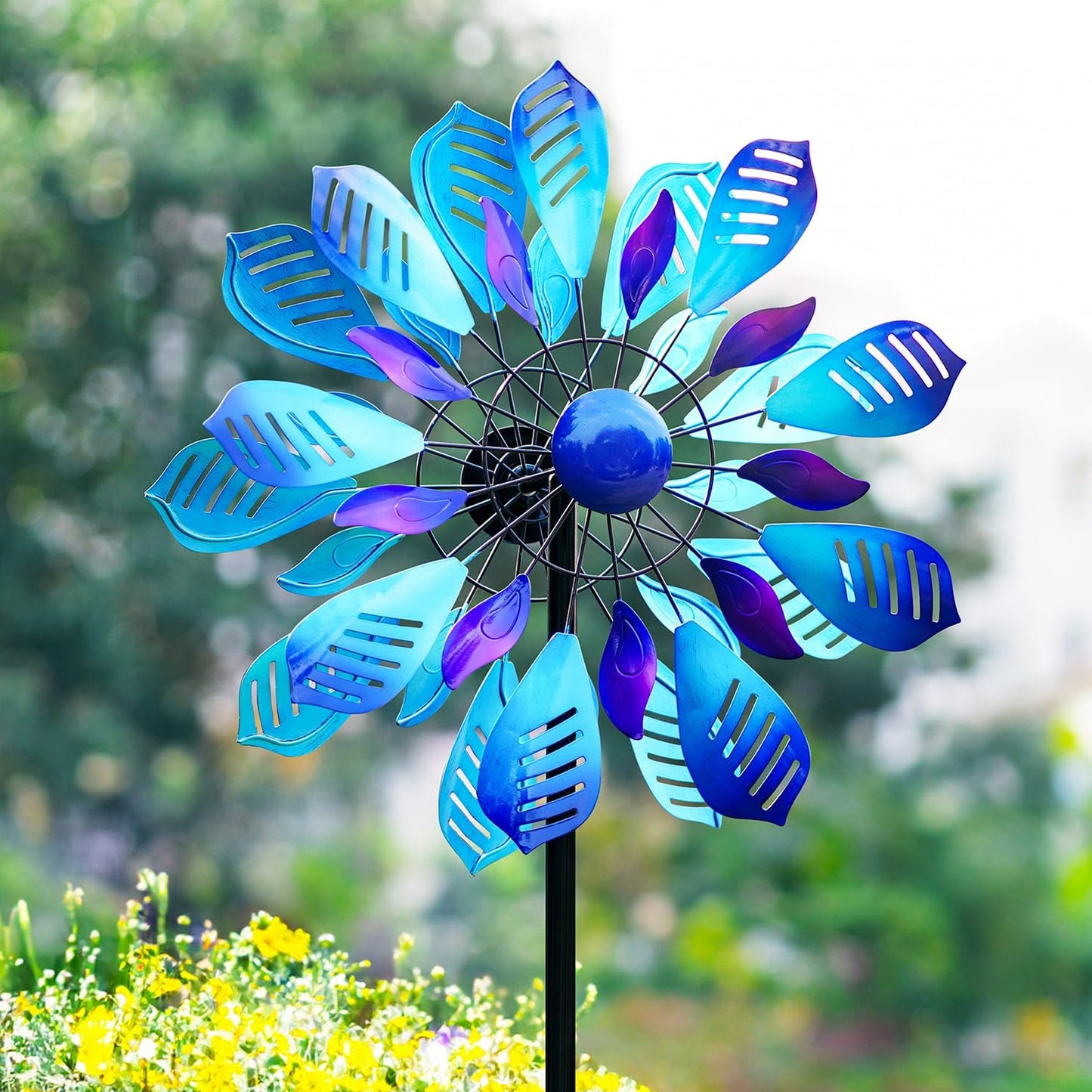 Colorful Peacock Feather Yard Wind Spinner