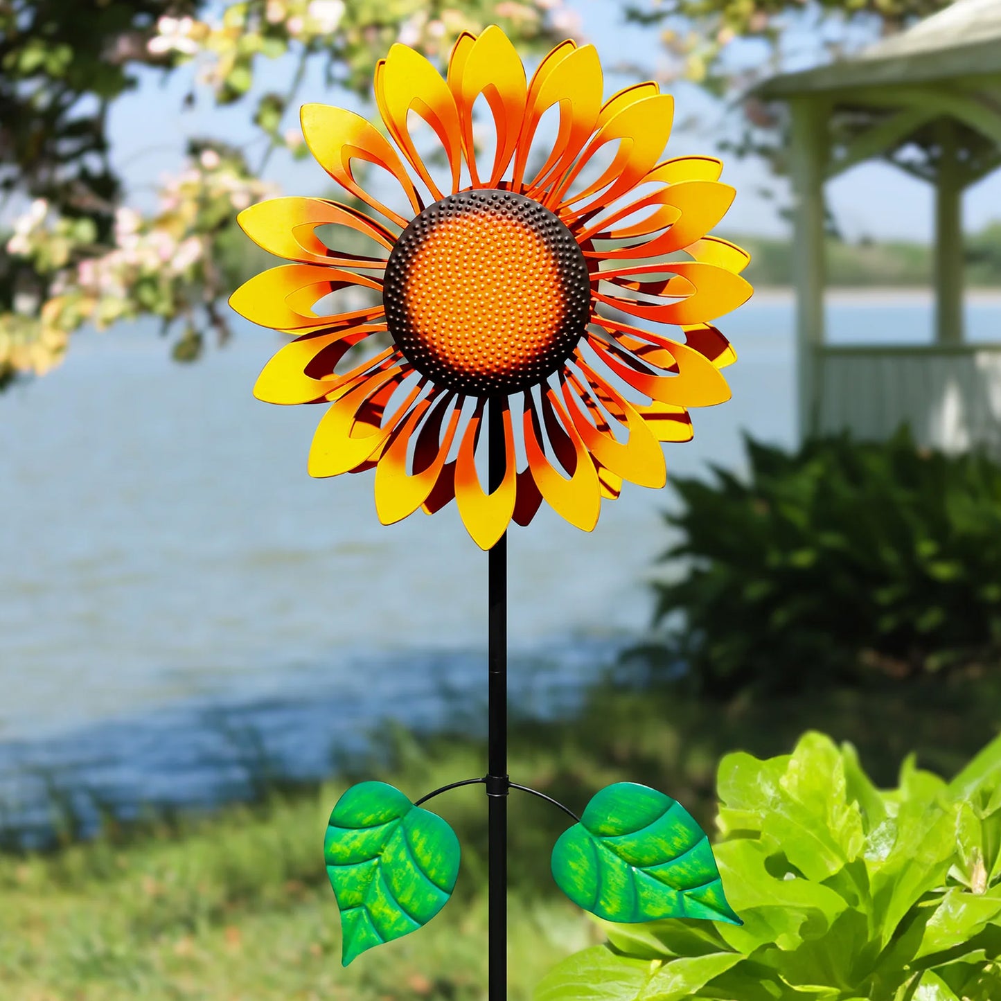 Dual Sunny Sunflower Wind Spinner