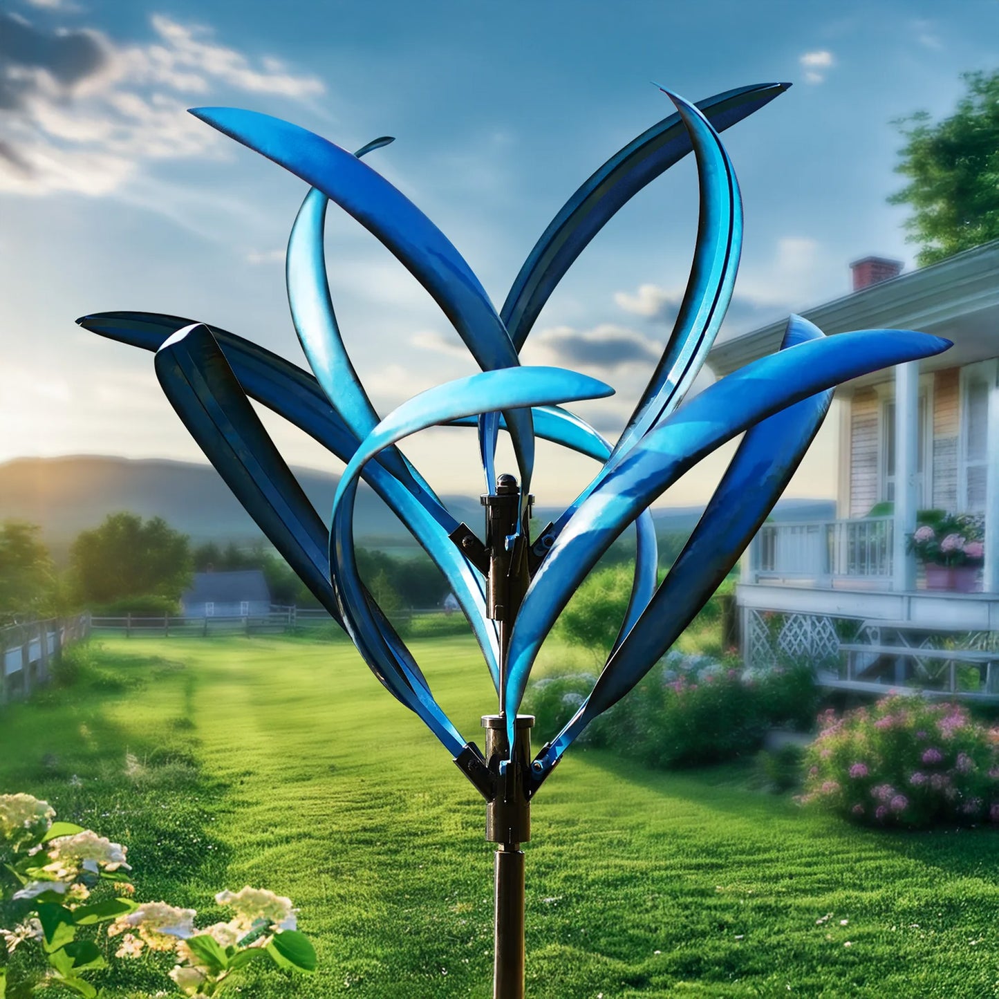 Blue Magnolia Garden Wind Spinner