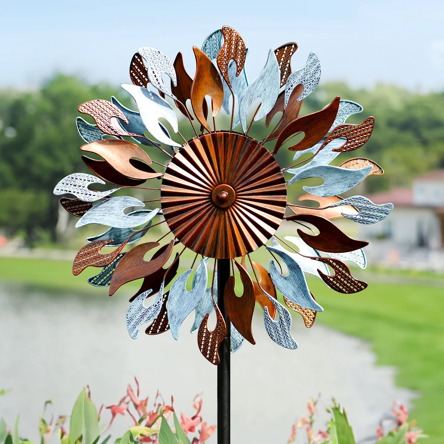 Copper Sun Flame Wind Spinner
