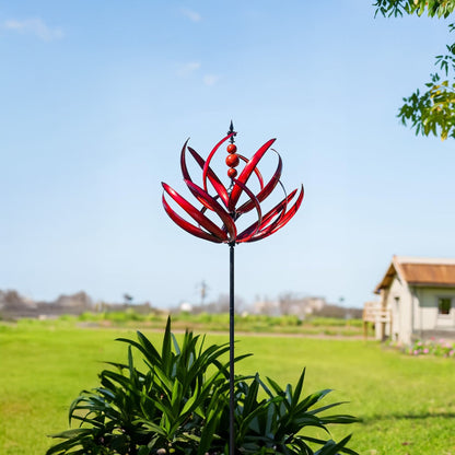 Garnet Lotus Garden Wind Spinner