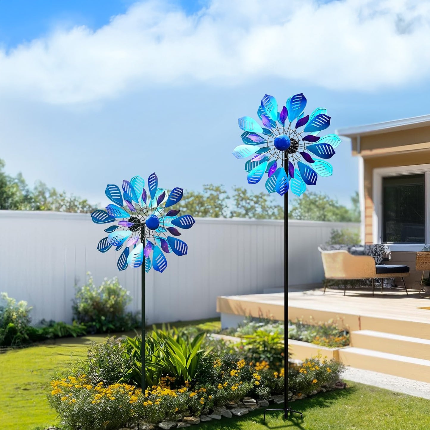 Colorful Peacock Feather Yard Wind Spinner