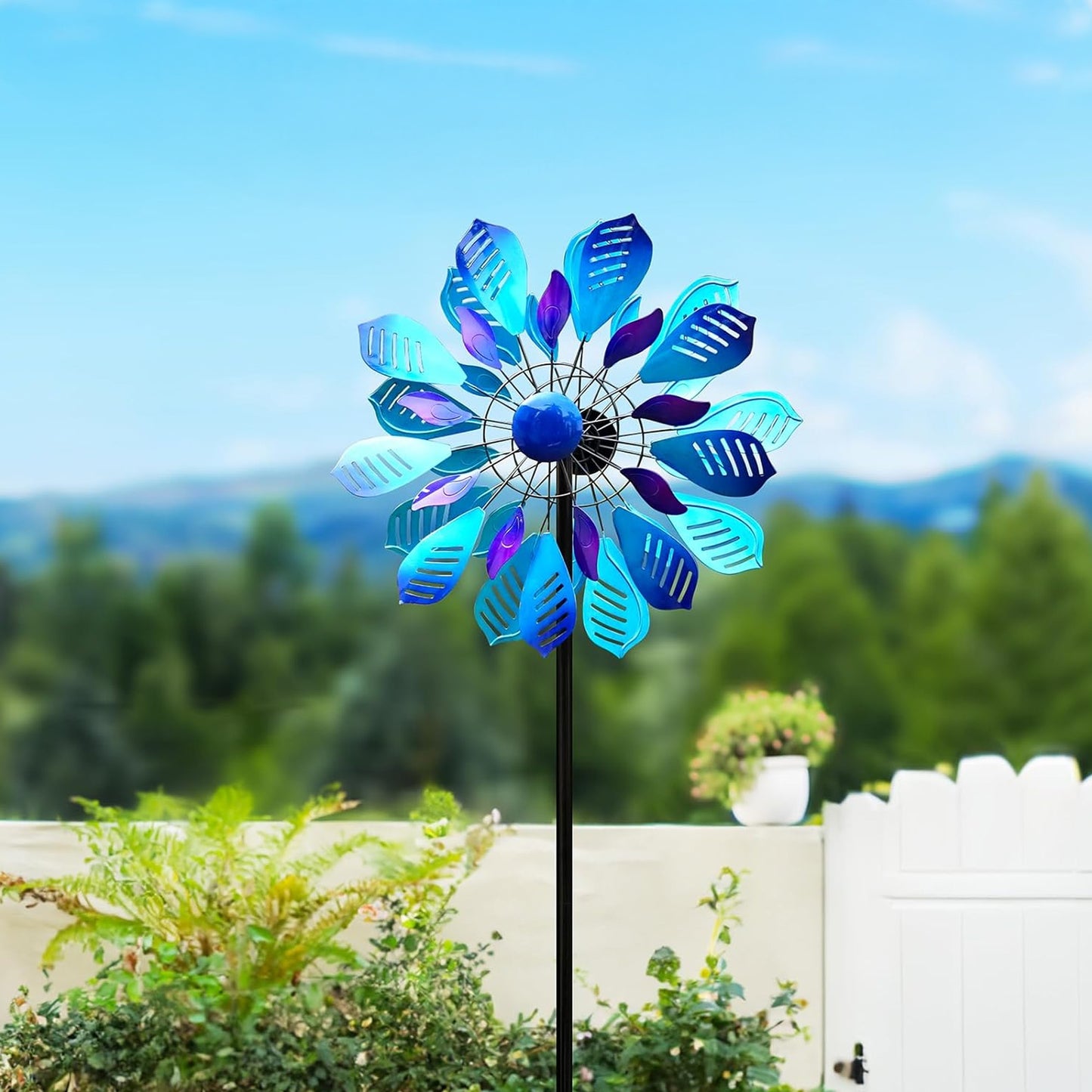 Colorful Peacock Feather Yard Wind Spinner