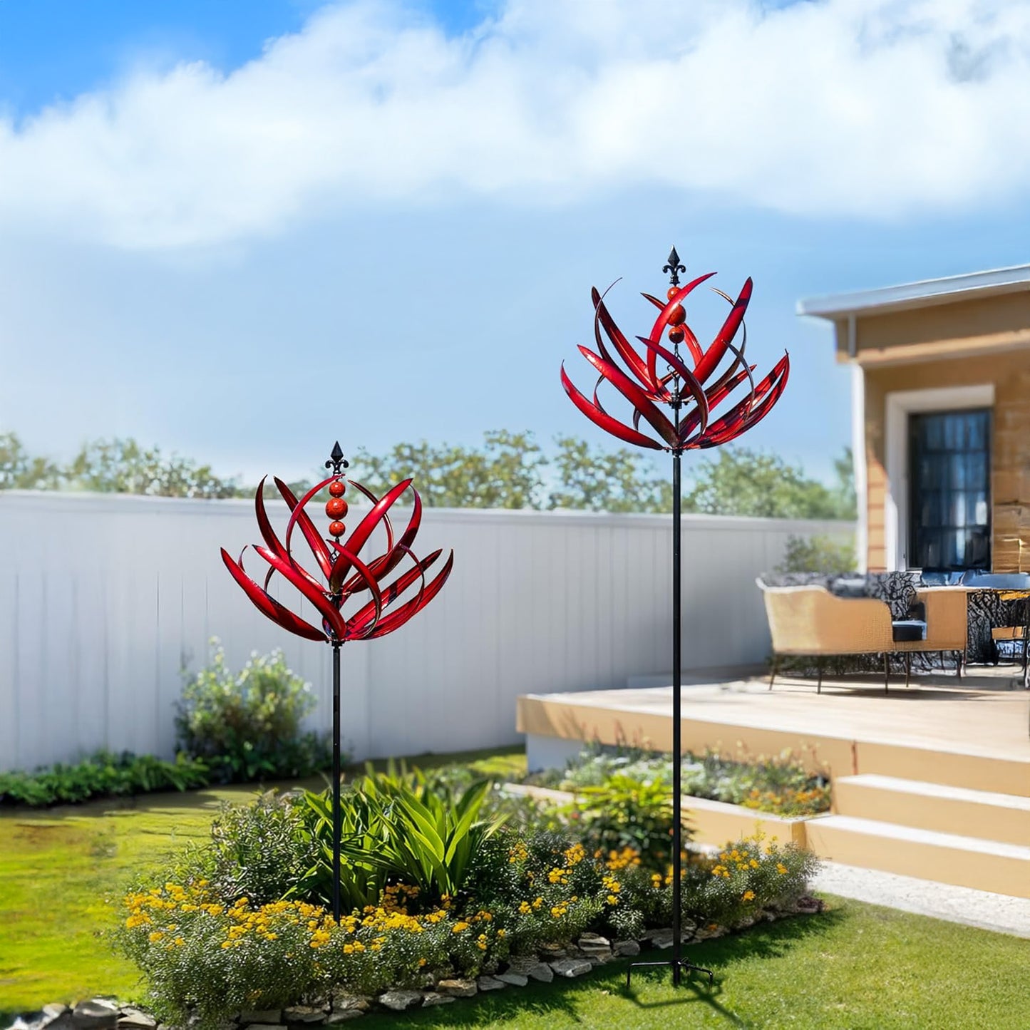 Garnet Lotus Garden Wind Spinner