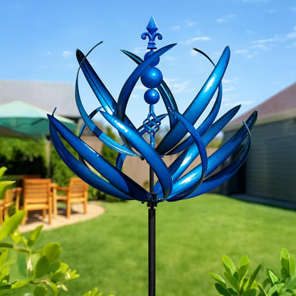 Blue Lotus Garden Wind Spinner