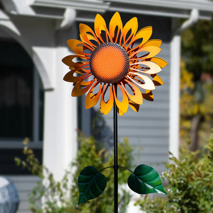 Dual Sunny Sunflower Wind Spinner