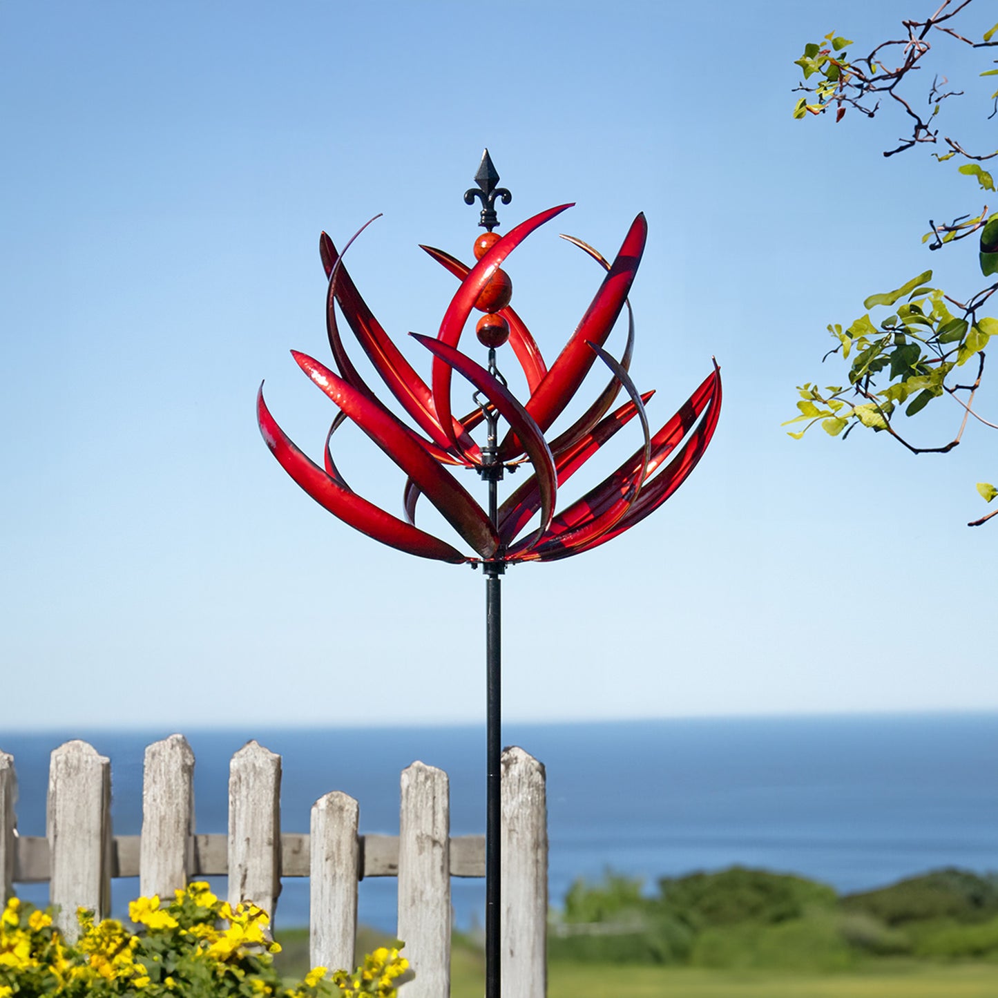 Garnet Lotus Garden Wind Spinner