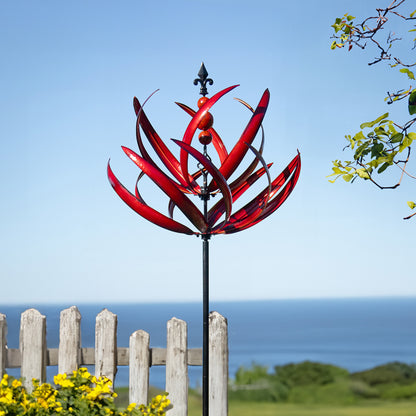 Garnet Lotus Garden Wind Spinner