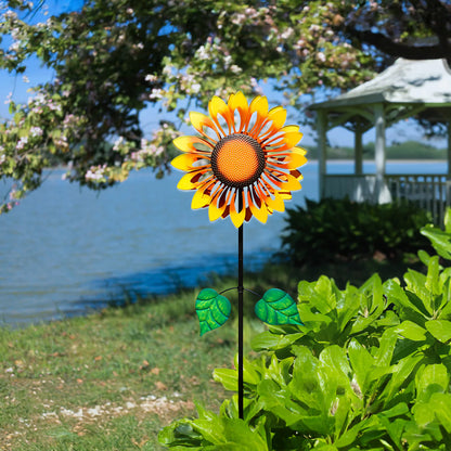 Dual Sunny Sunflower Wind Spinner