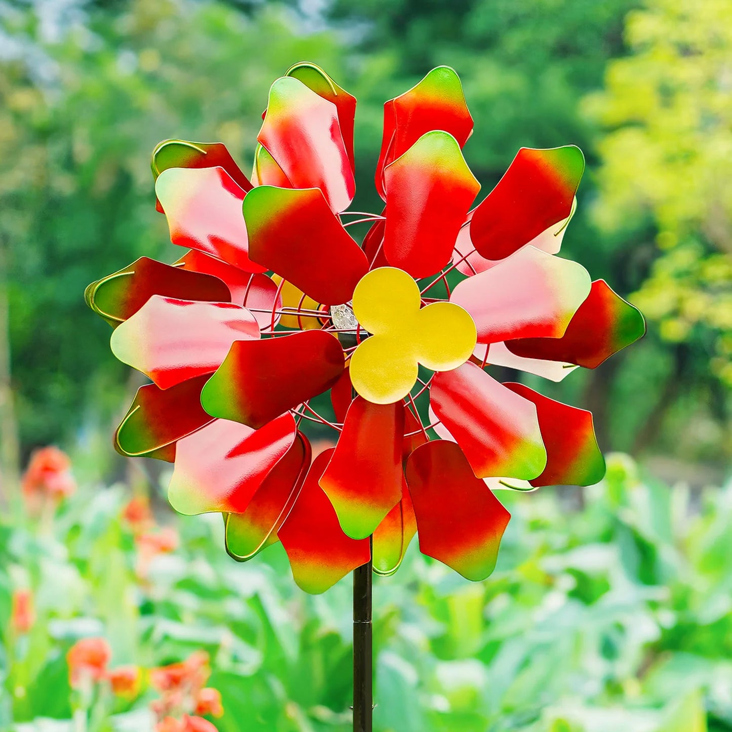 Colorful Dahlia Solar Wind Spinner