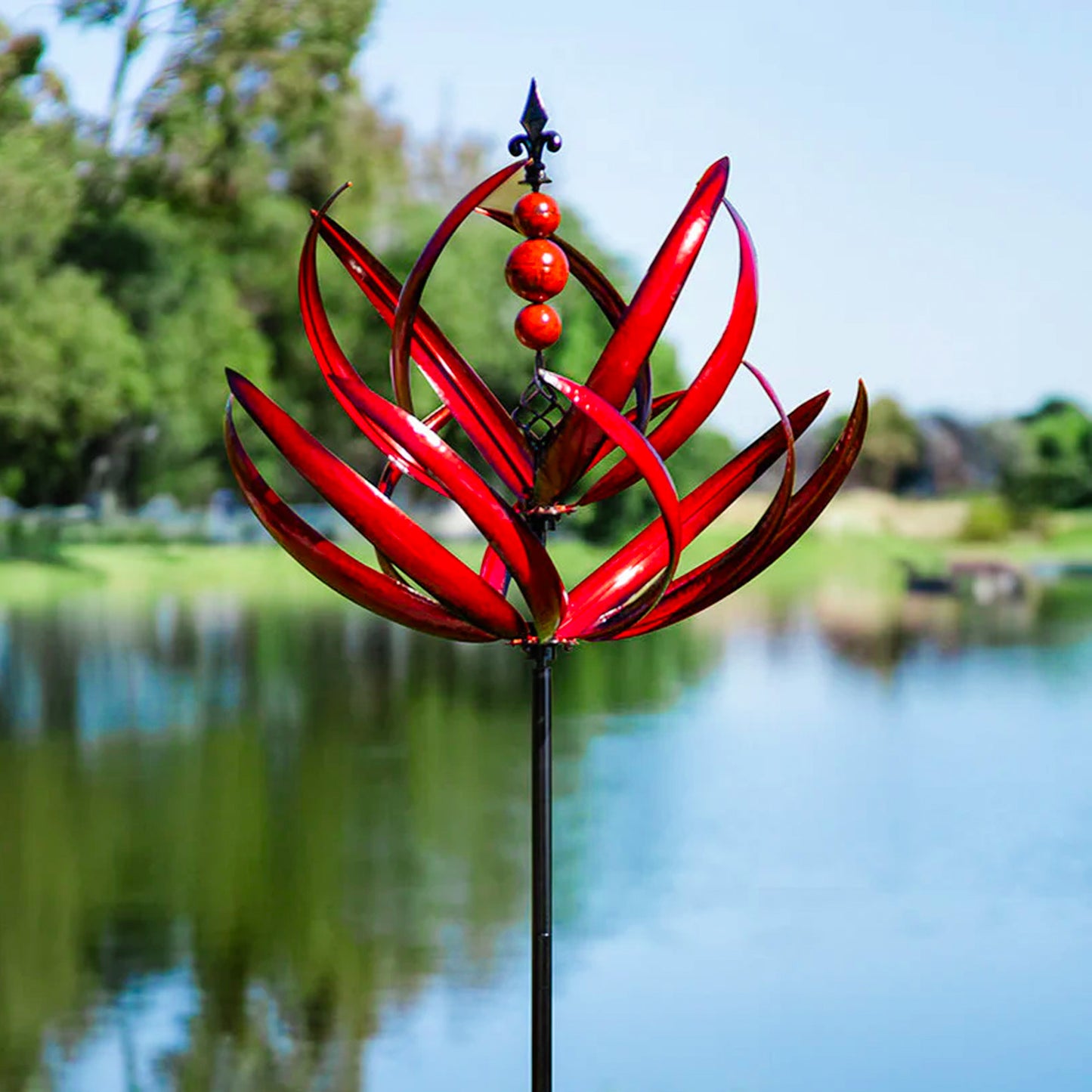 Garnet Lotus Garden Wind Spinner