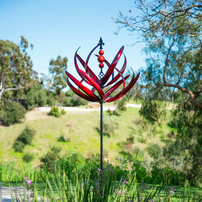 Garnet Lotus Garden Wind Spinner