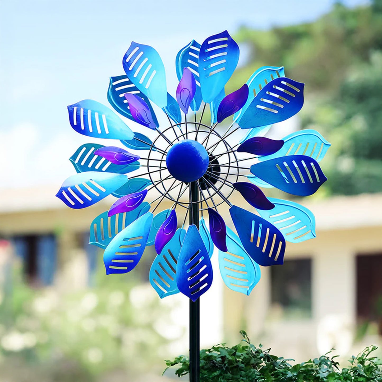 Colorful Peacock Feather Yard Wind Spinner
