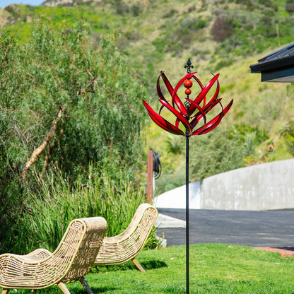 Garnet Lotus Garden Wind Spinner