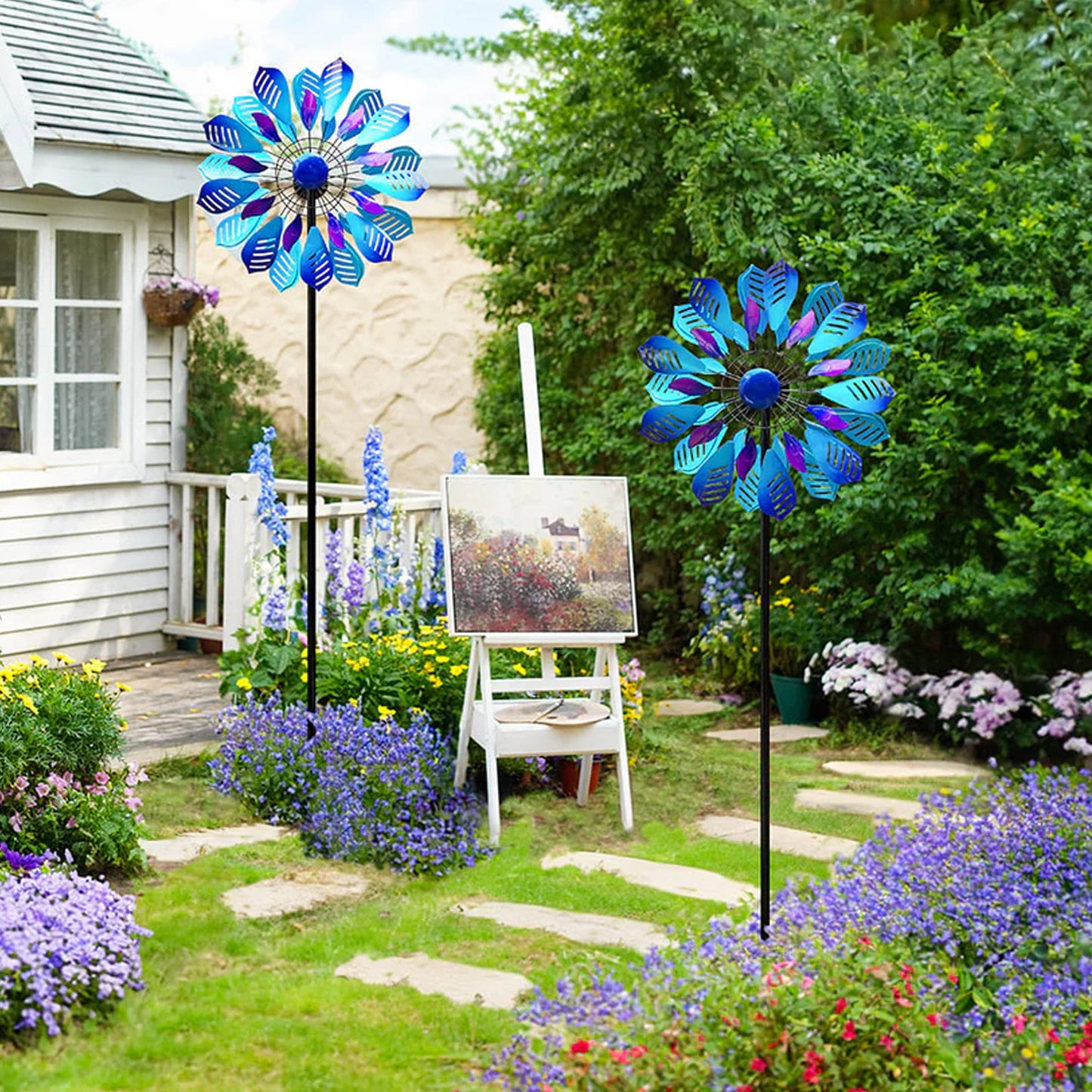 Colorful Peacock Feather Yard Wind Spinner