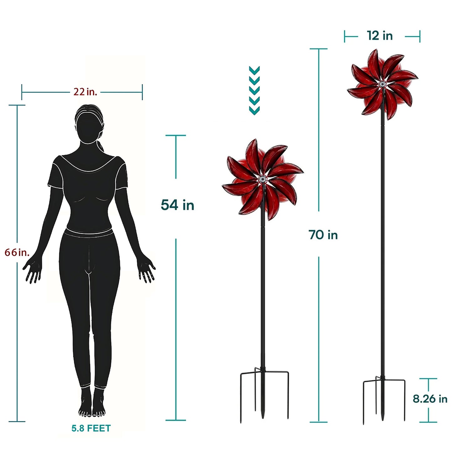 Red Crimson Petal Wind Spinner