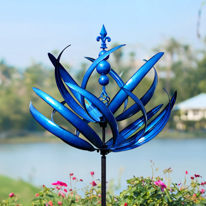 Blue Lotus Garden Wind Spinner