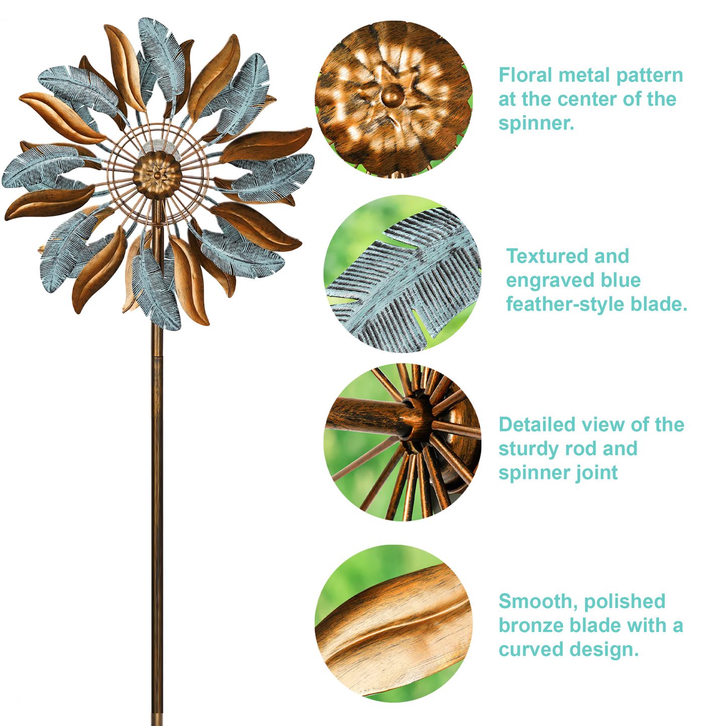 Feather Glow Solar Wind Spinner
