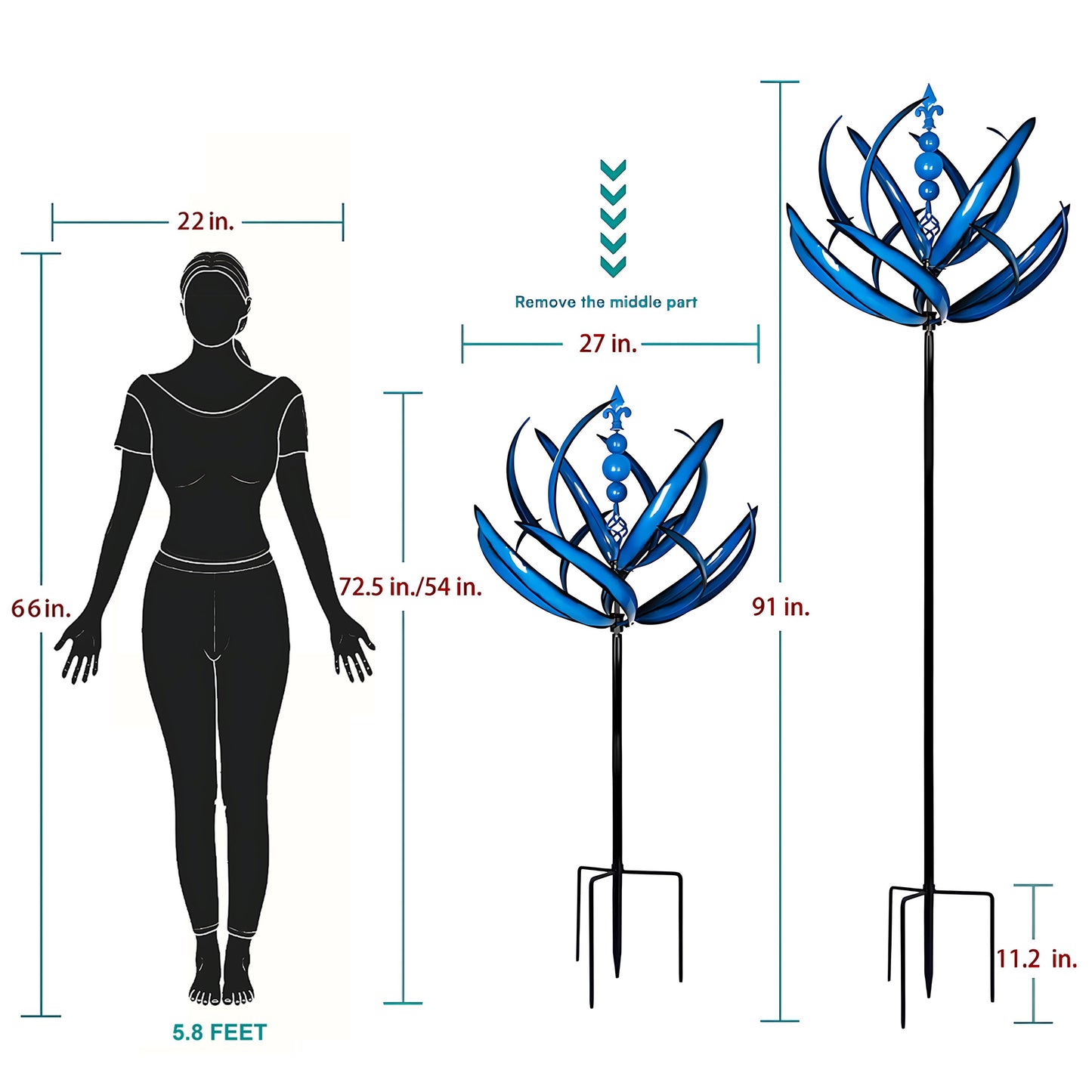 Blue Lotus Garden Wind Spinner