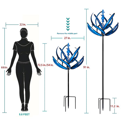 Blue Lotus Garden Wind Spinner