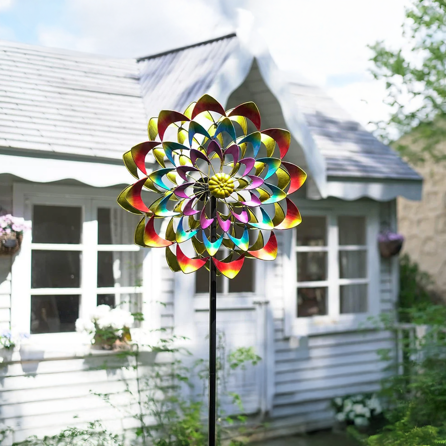 Whirling Zinnia Garden Wind Spinner