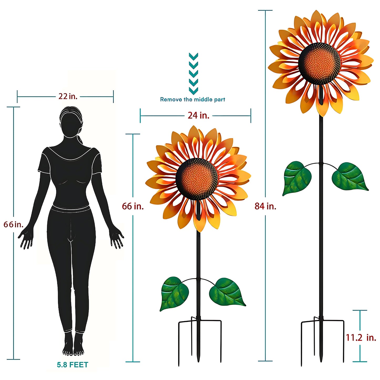 Dual Sunny Sunflower Wind Spinner