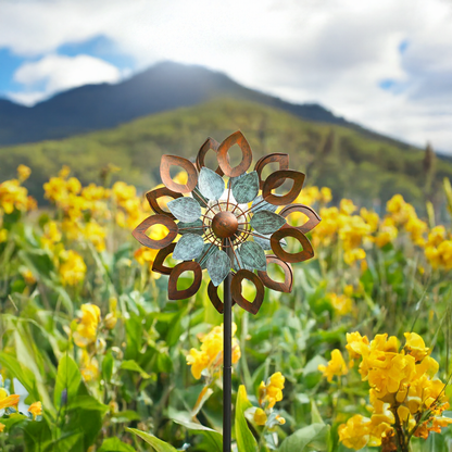 Solar Dahlia Glow Wind Spinner
