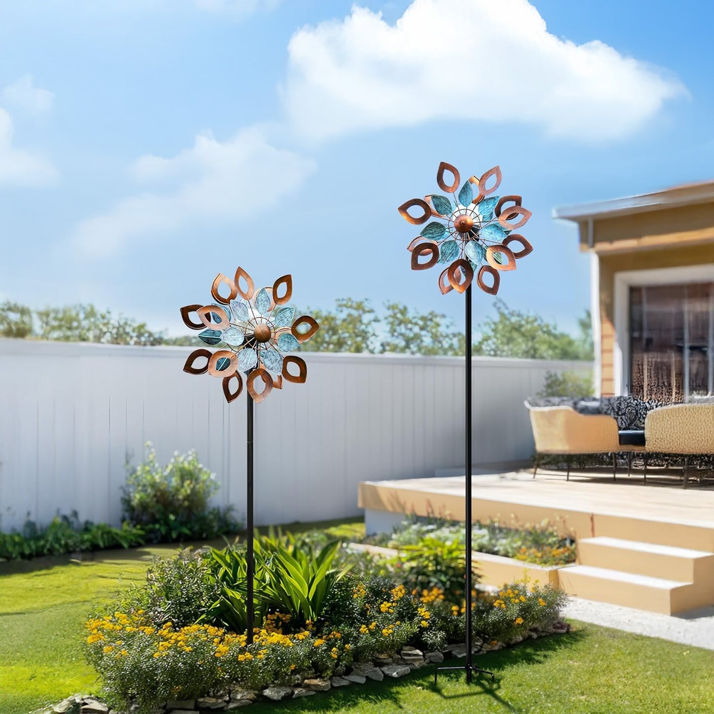 Solar Dahlia Glow Wind Spinner