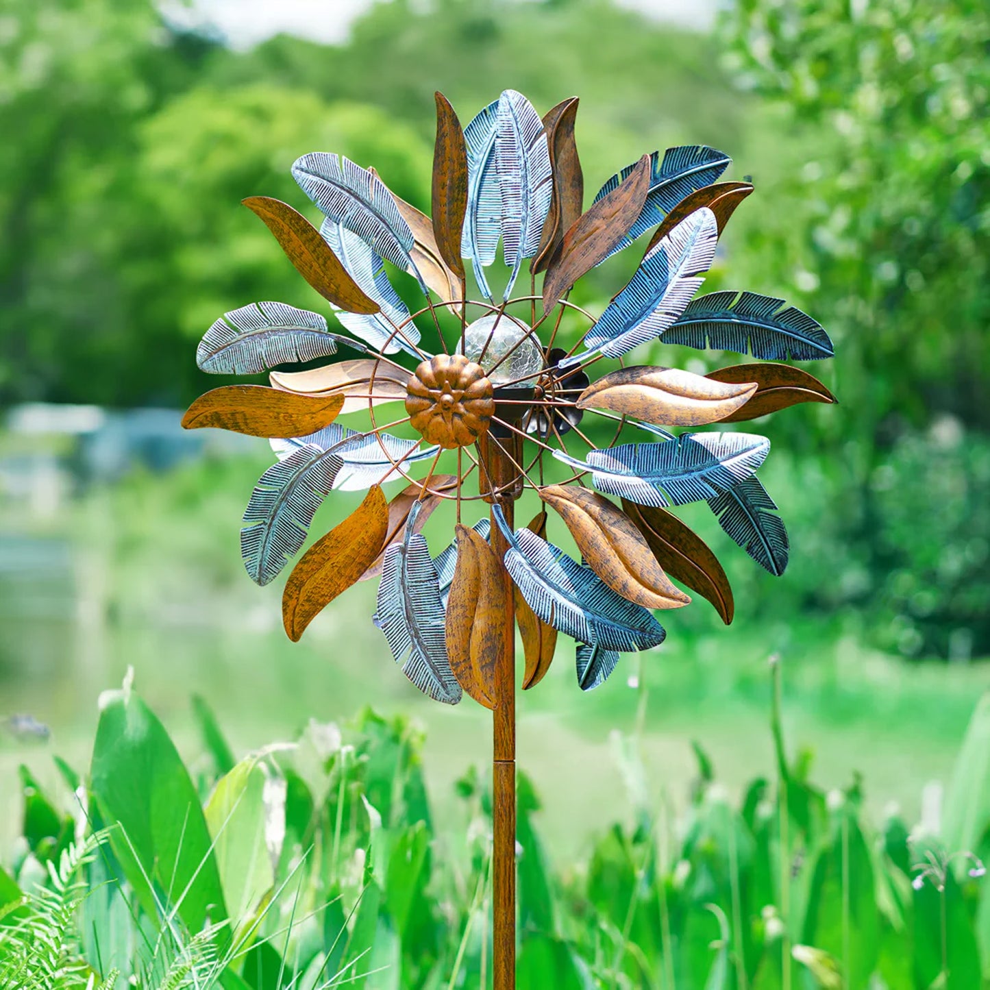 Feather Glow Solar Wind Spinner